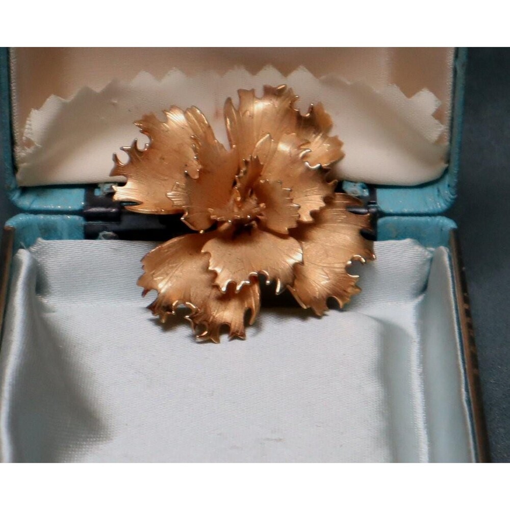 Vintage Giovanni Ruffly Flower Brooch in Box